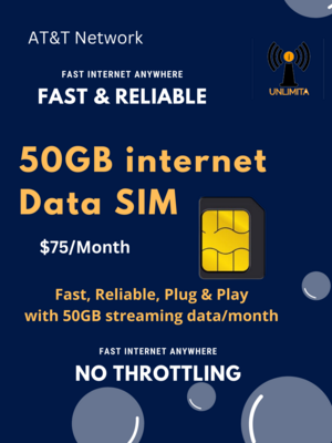 50GB Data Sim - BYOD - ATT network - No Throttling