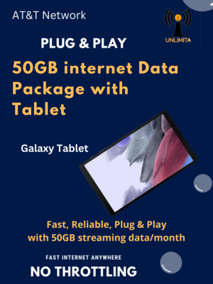 Samsung Galaxy Tablet with 50GB Data