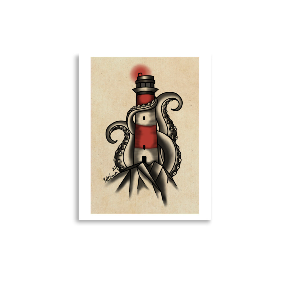 The Kraken and his Lighthouse Flash Print