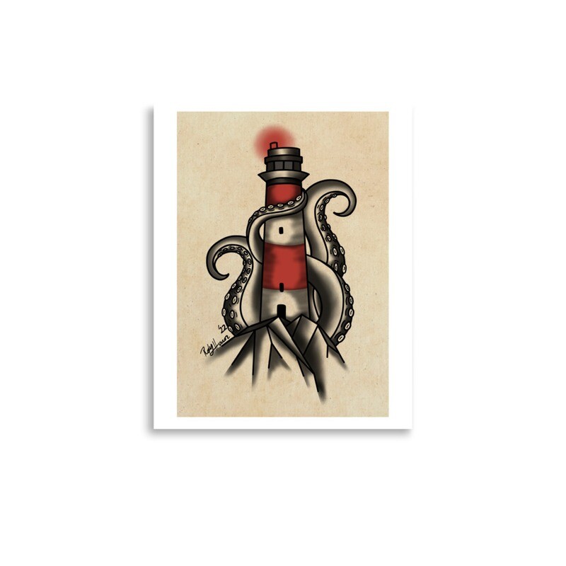 The Kraken and his Lighthouse Flash Print