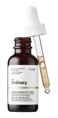 CAFEINA 5% + EGCG  - Solución -😛😯
Reduce la apariencia de la pigmentación del contorno de ojos y de la hinchazón.