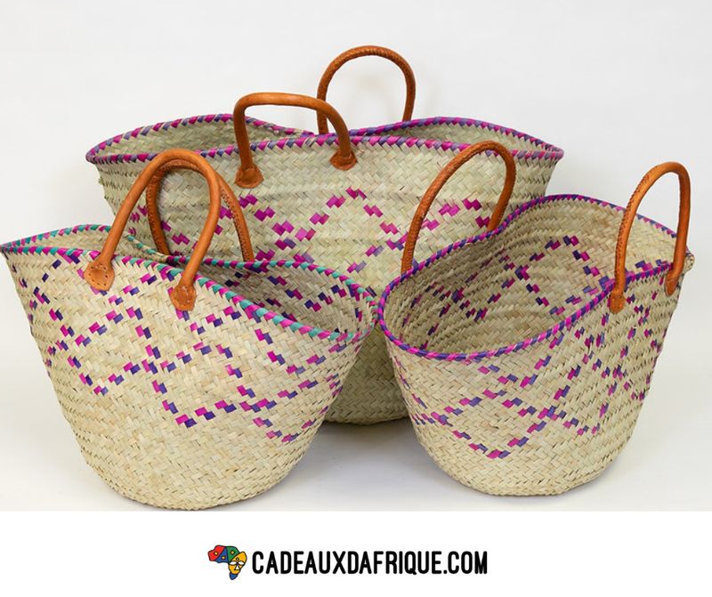 Kikapu Multicolor with Leather Handle