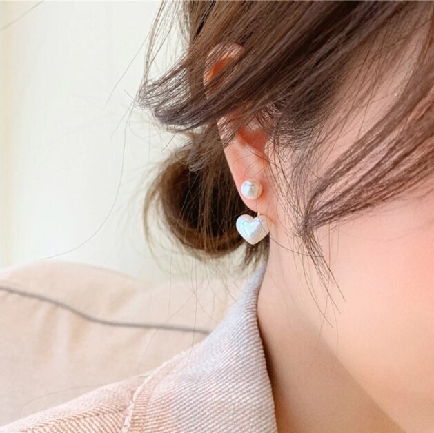 Kawaii Heart Pearl Earrings