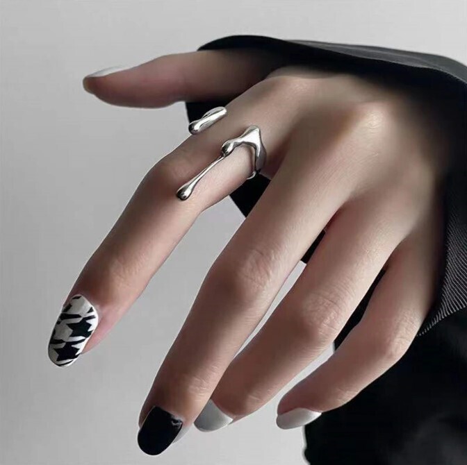 Gothic Punk Liquid Metal Design Ring