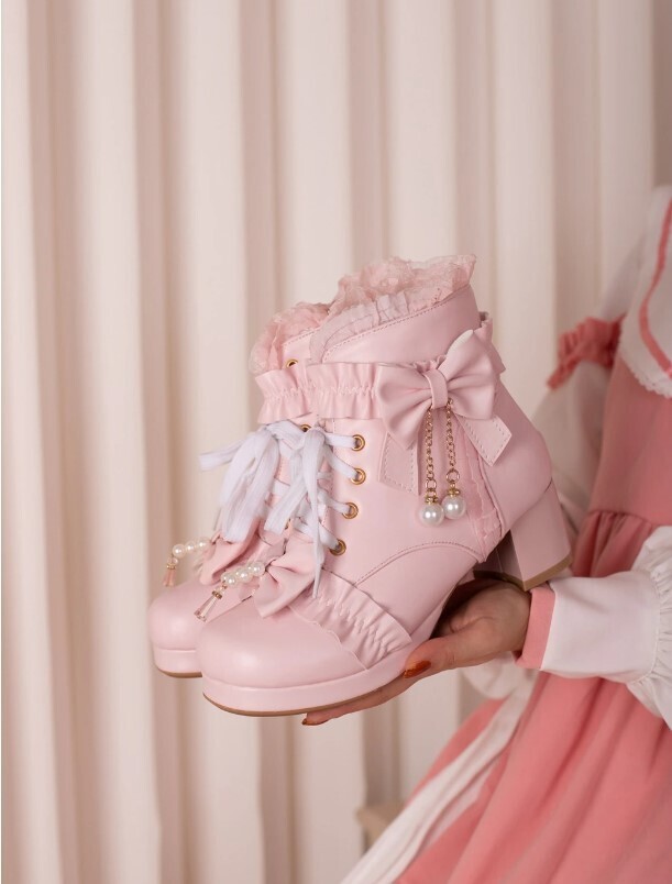 Lolita Kawaii Ankle Boots with Bow