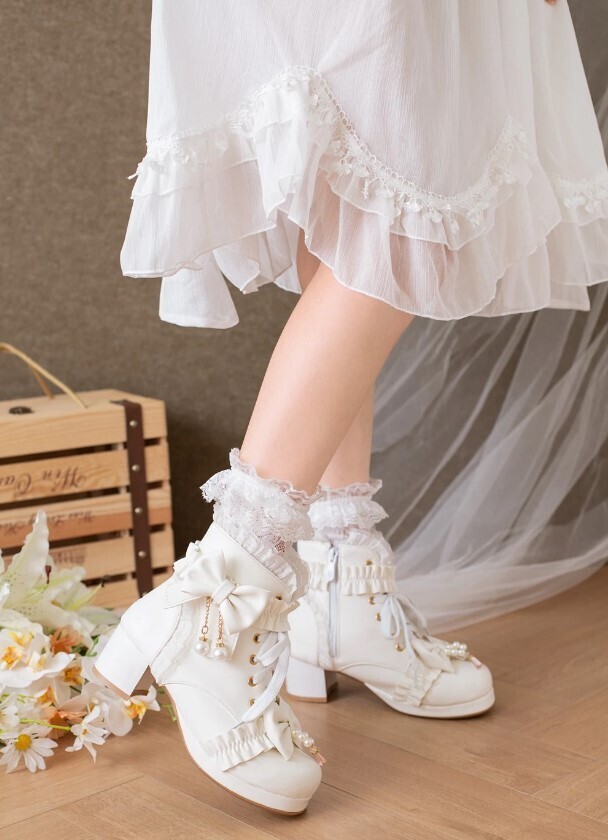 Lolita Kawaii Ankle Boots with Bow