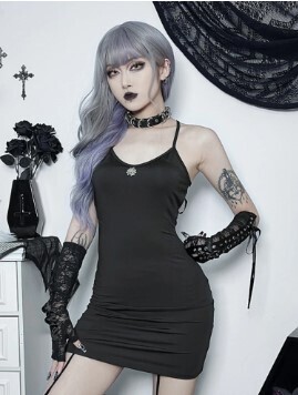 Spider Web Cut Out Back Black Gothic Dress