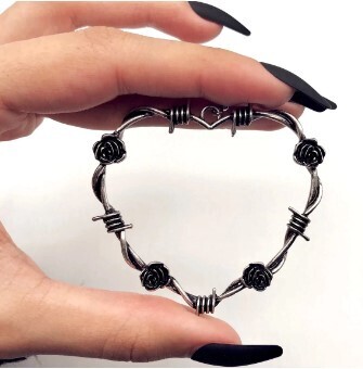 Gothic Heart Barbed Wire Drop Earrings