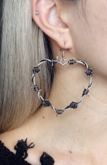 Gothic Heart Barbed Wire Drop Earrings