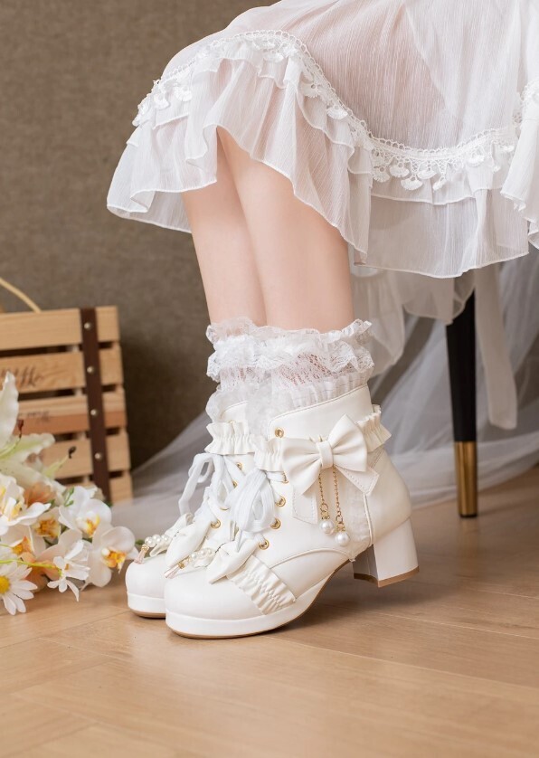 Lolita Kawaii Ankle Boots with Bow