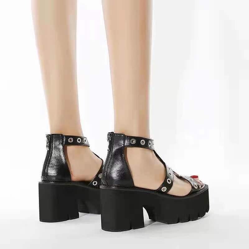 Black Gothic Punk Platform Sandals