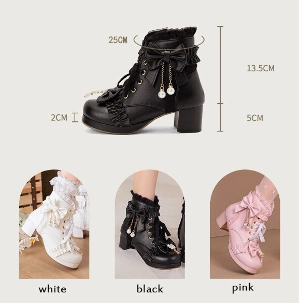 Lolita Kawaii Ankle Boots with Bow