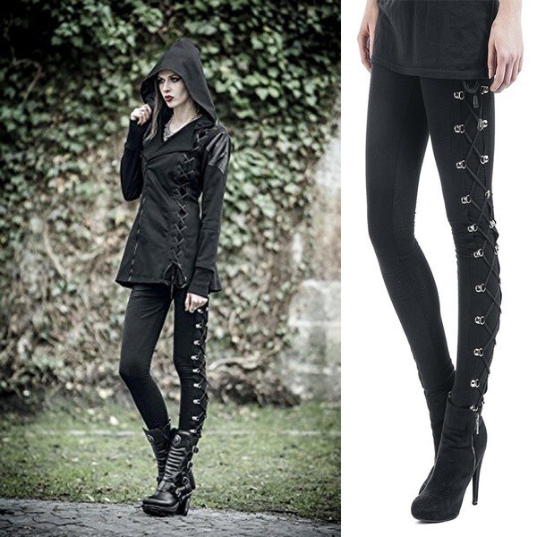 Black Gothic Punk Lace up Pants