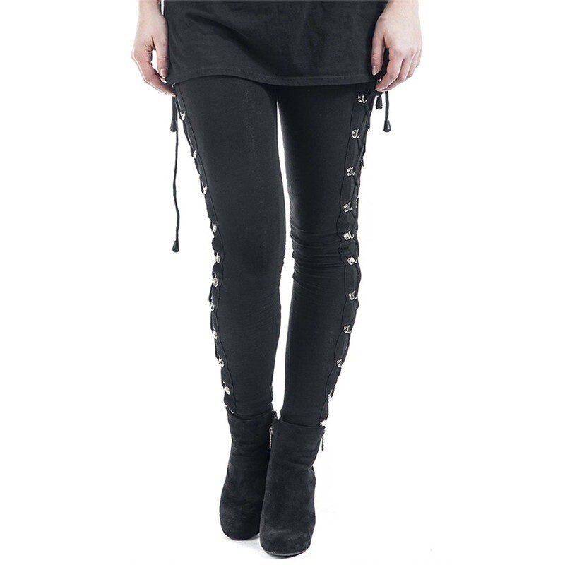 Black Gothic Punk Lace up Pants