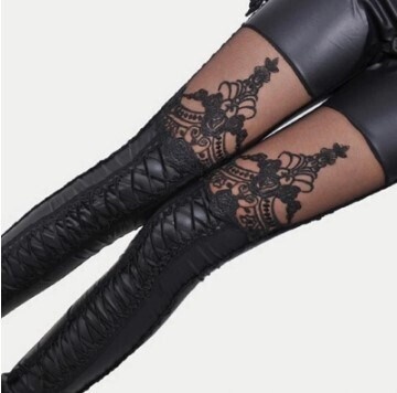 Stylish Black Faux Leather Gothic Punk Pants