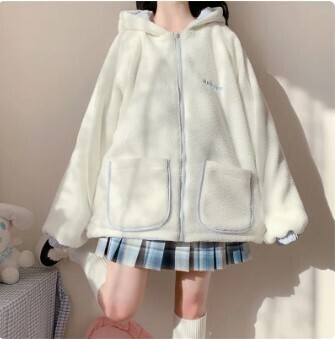 Kawaii Hooded Bear Sweet Loli Girl Double Sided Coat