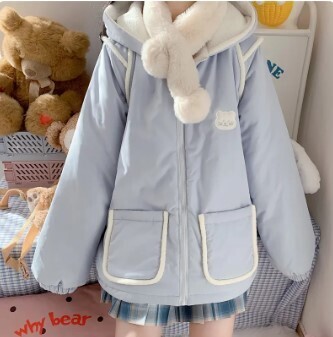 Kawaii Hooded Bear Sweet Loli Girl Double Sided Coat