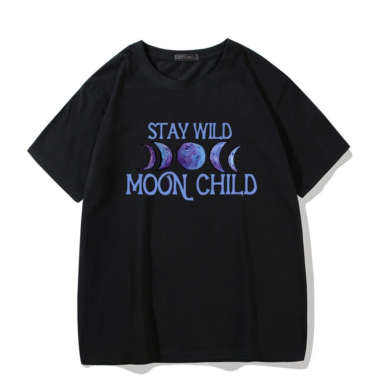 Stay Wild Moon Child Letter Print Graphic T-shirt