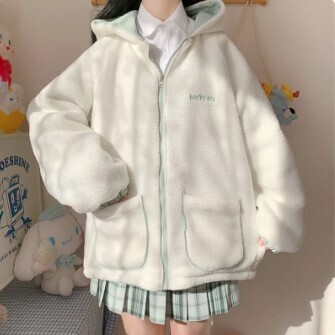 Kawaii Hooded Bear Sweet Loli Girl Double Sided Coat