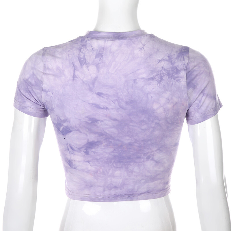 Aesthetic Butterfly Printed Purple Cotton Crop Top