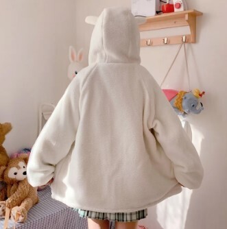 Kawaii Hooded Bear Sweet Loli Girl Double Sided Coat