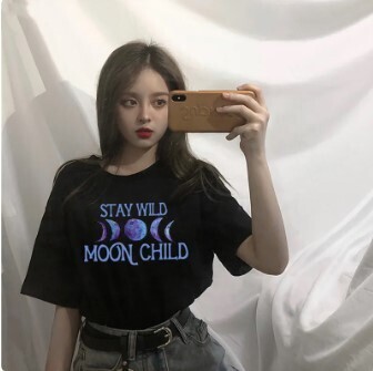 Stay Wild Moon Child Letter Print Graphic T-shirt