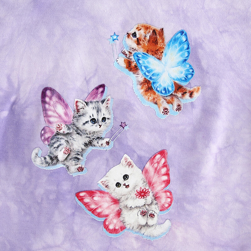 Aesthetic Butterfly Printed Purple Cotton Crop Top