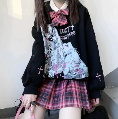 Harajuku Oversized Graphic Anime Hoodie