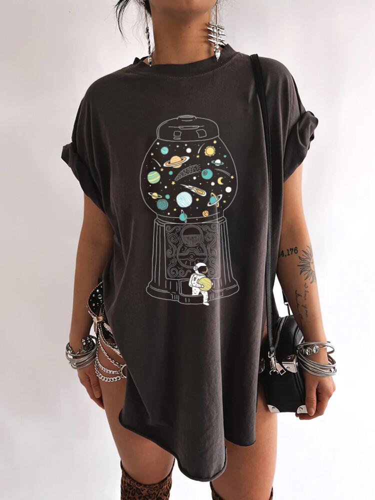 Space Astronaut Print Women T Shirt