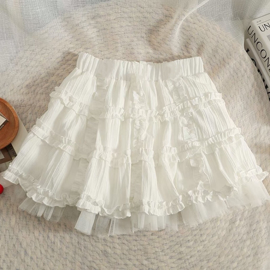 Gothic Kawaii Lace Ruffled Mini Skirt