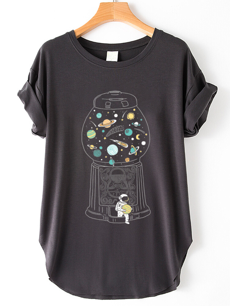 Space Astronaut Print Women T Shirt