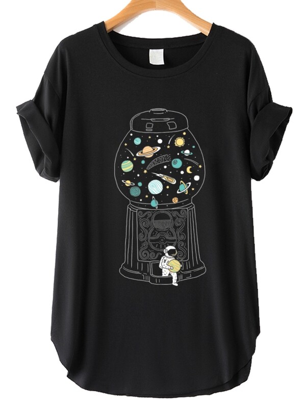 Space Astronaut Print Women T Shirt