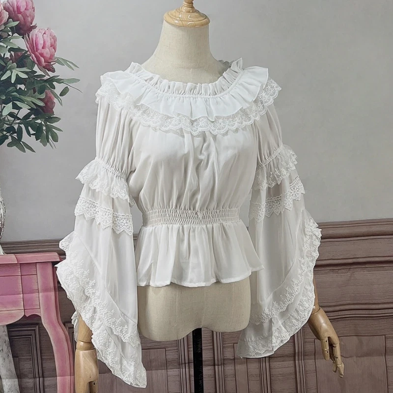 Victorian Vintage Lolita Lace Ruffled Blouse
