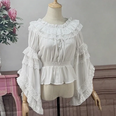 Victorian Vintage Lolita Lace Ruffled Blouse