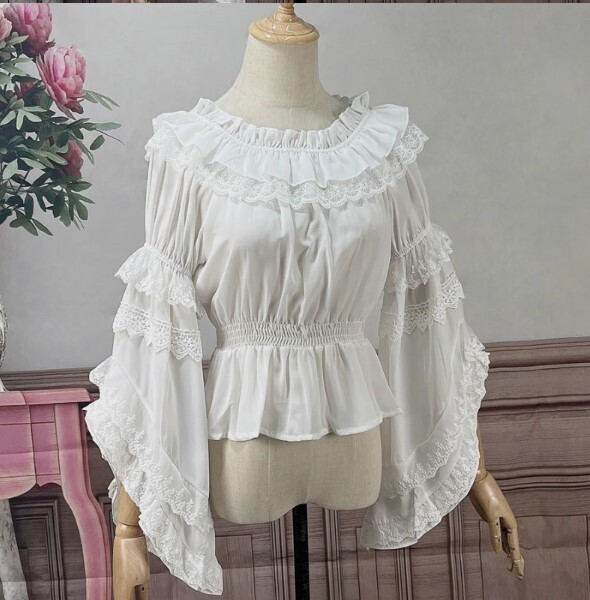 Victorian Vintage Lolita Lace Ruffled Blouse