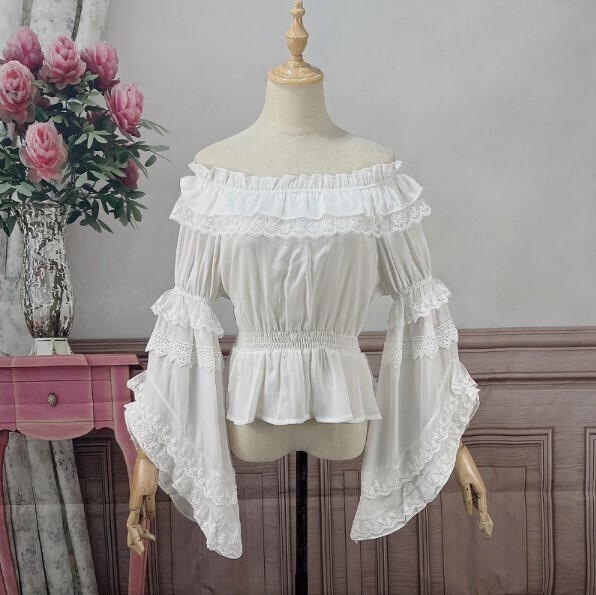 Victorian Vintage Lolita Lace Ruffled Blouse