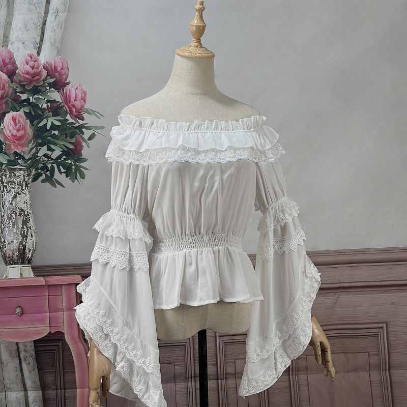 Victorian Vintage Lolita Lace Ruffled Blouse