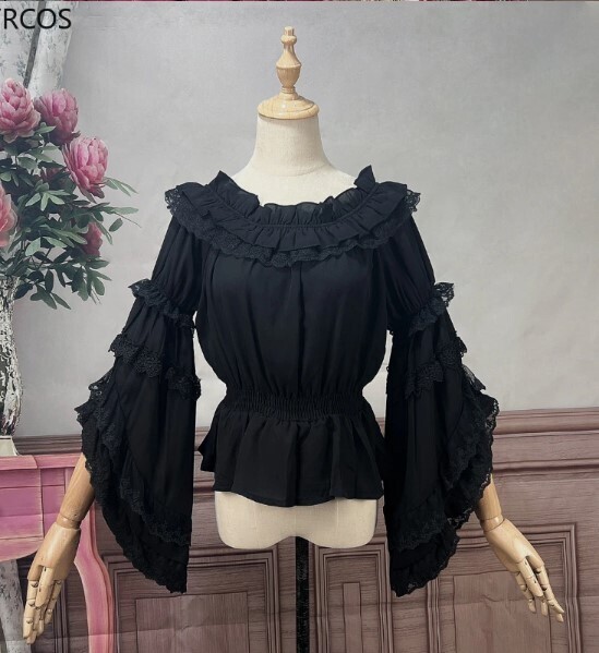 Victorian Vintage Lolita Lace Ruffled Blouse