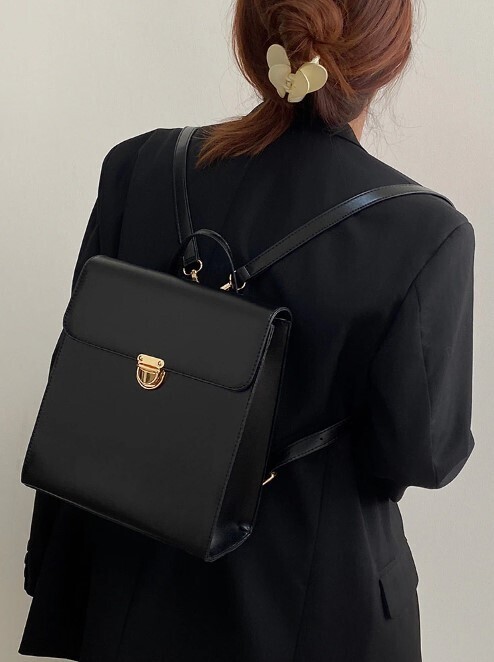 Black Vintage Women Backpack