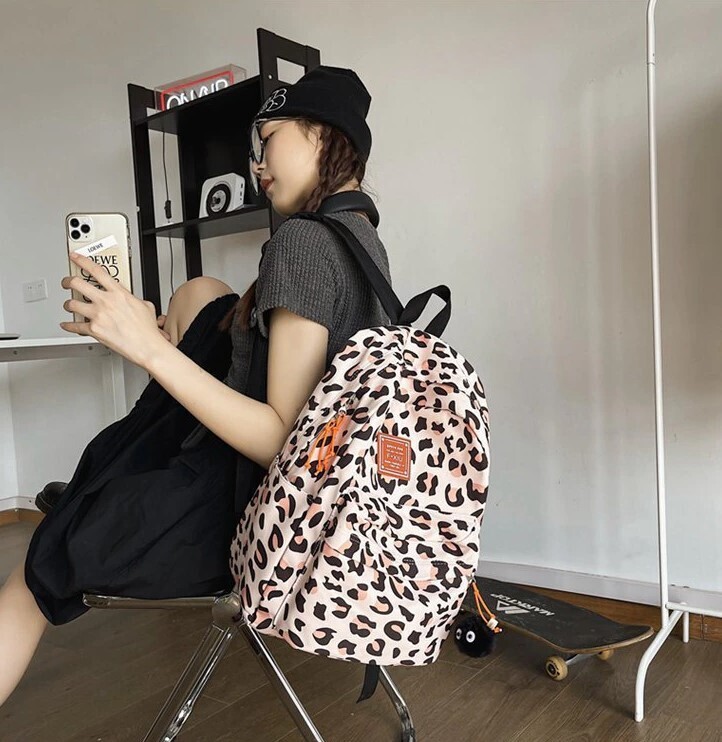 Leopard Pattern School Bag Travel Backpacks