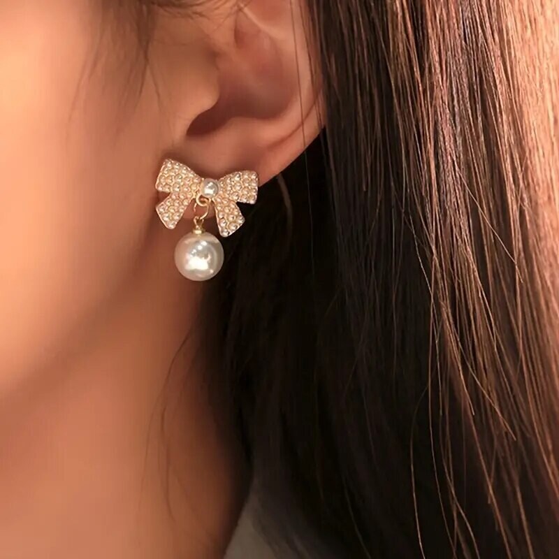 Exquisite Bow Kawaii Pearl Earrings