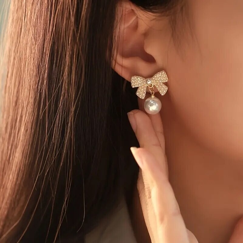 Exquisite Bow Kawaii Pearl Earrings