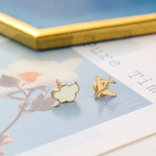 Cute Cloud Airplane Earrings