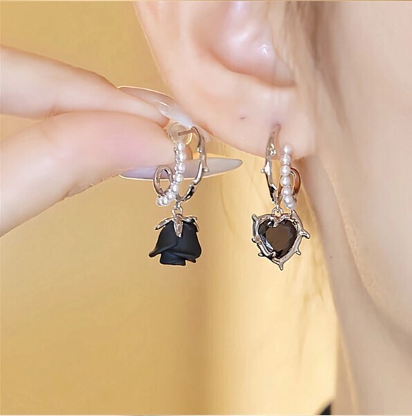 Gothic Heart and Drop Earrings