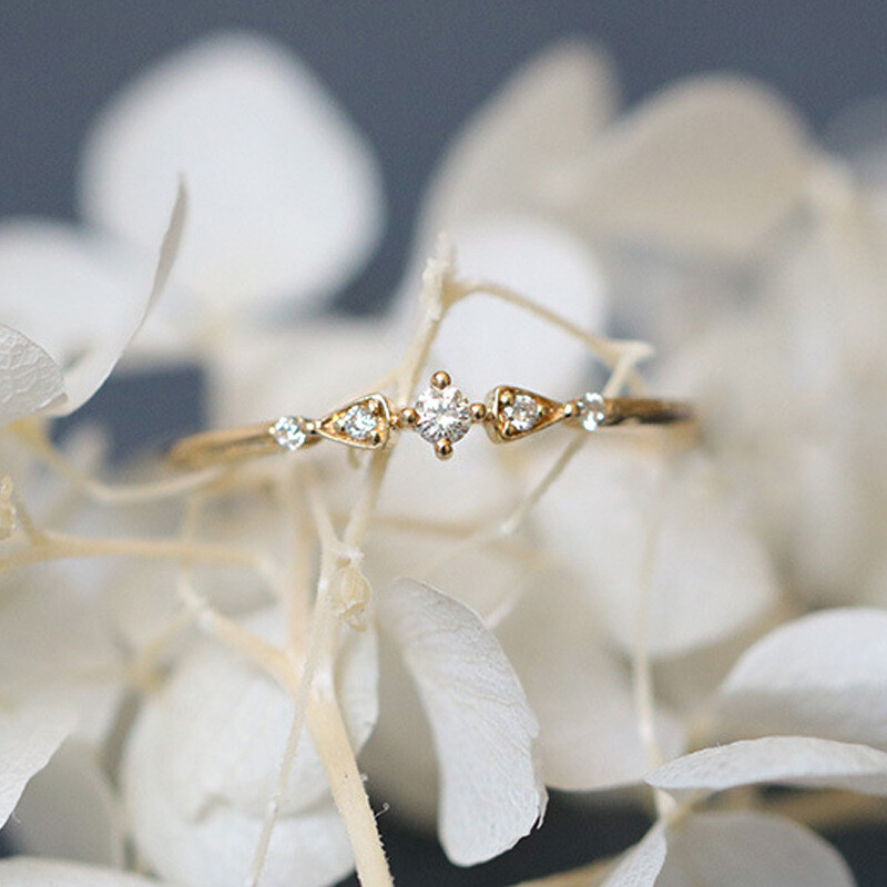 925 Sterling Silver 14K Gold Plated Geometric Ring