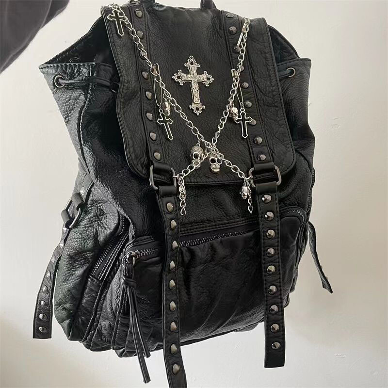Goth Y2k Black Punk Rivet Backpack