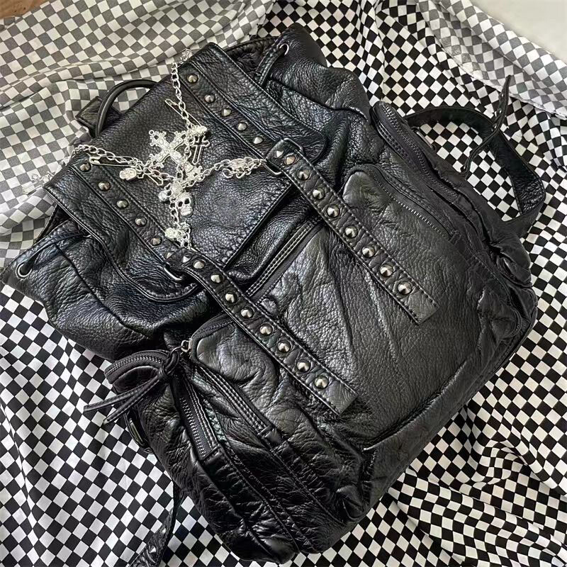 Goth Y2k Black Punk Rivet Backpack