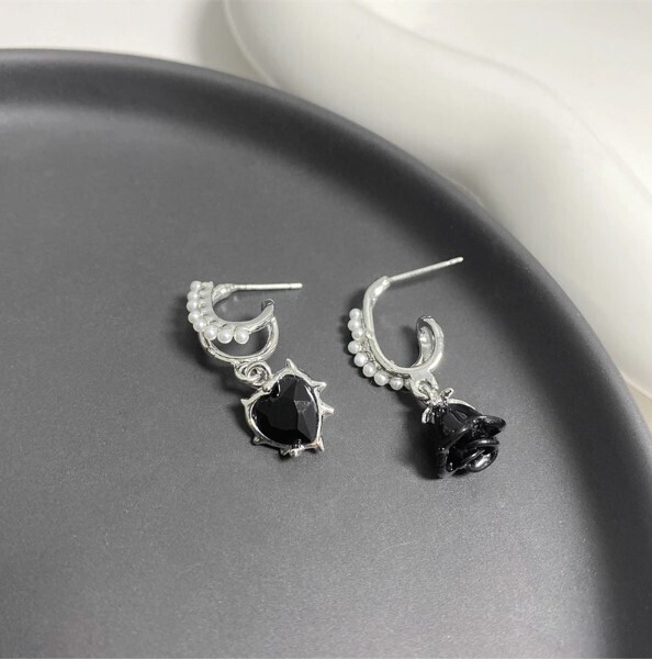 Gothic Heart and Drop Earrings