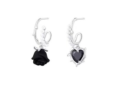 Gothic Heart and Drop Earrings