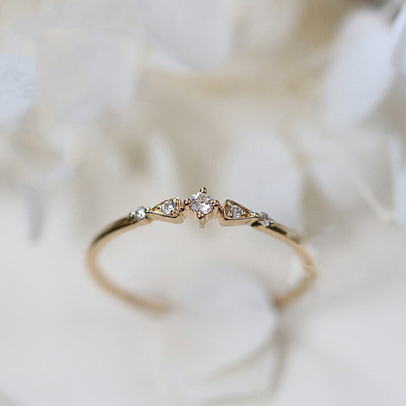 925 Sterling Silver 14K Gold Plated Geometric Ring